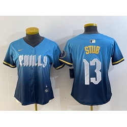 Women Philadelphia Phillies 13 Stub Blue 2024 City Connect Limited Stitched Baseball Jersey