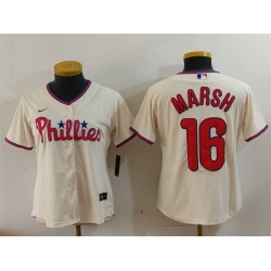 Women Philadelphia Phillies 16 Brandon Marsh Cream Cool Base Stitched Baseball Jersey