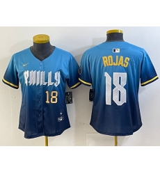 Women Philadelphia Phillies 18 Johan Rojas Blue 2024 City Connect Limited Stitched jerseys 1