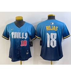 Women Philadelphia Phillies 18 Johan Rojas Blue 2024 City Connect Limited Stitched jerseys 2