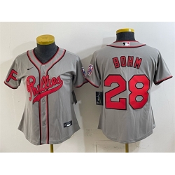 Women Philadelphia Phillies  28 Alec Bohm Gray 2026 Field of Dreams Stadium Stitched Baseball Jersey Run Small 