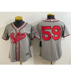 Women Philadelphia Phillies 59 Jhoan Duran Gray 2026 Field of Dreams Stadium Stitched Baseball Jersey Run Small Women Philadelphia Phillies 59 Jhoan Duran Gray 2026 Field of Dreams Stadium Stitched Baseball Jersey Run Small