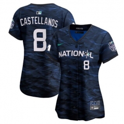 Women Philadelphia Phillies 8 Nick Castellanos Royal 2023 All Star Stitched Baseball Jersey