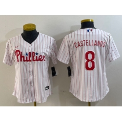 Women Philadelphia Phillies 8 Nick Castellanos White Stitched Baseball Jersey