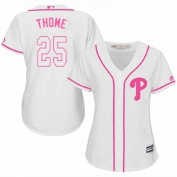 Womens Majestic Philadelphia Phillies 25 Jim Thome Replica White Fashion Cool Base MLB Jersey 