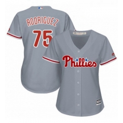 Womens Majestic Philadelphia Phillies 75 Francisco Rodriguez Replica Grey Road Cool Base MLB Jersey 