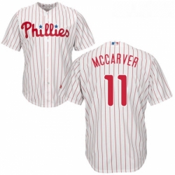 Youth Majestic Philadelphia Phillies 11 Tim McCarver Authentic WhiteRed Strip Home Cool Base MLB Jersey