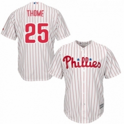 Youth Majestic Philadelphia Phillies 25 Jim Thome Authentic WhiteRed Strip Home Cool Base MLB Jersey 