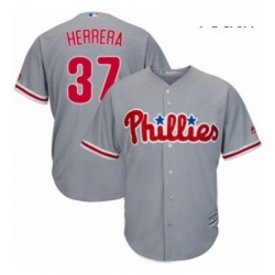 Youth Majestic Philadelphia Phillies 37 Odubel Herrera Authentic Grey Road Cool Base MLB Jersey 