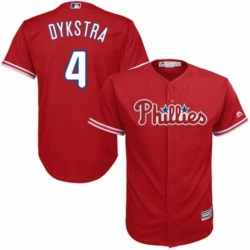 Youth Majestic Philadelphia Phillies 4 Lenny Dykstra Authentic Red Alternate Cool Base MLB Jersey 