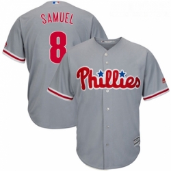 Youth Majestic Philadelphia Phillies 8 Juan Samuel Replica Grey Road Cool Base MLB Jersey