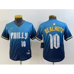 Youth Philadelphia Phillies 10 J T  Realmuto Blue 2024 City Connect Limited Stitched Baseball Jersey 9
