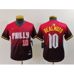 Youth Philadelphia Phillies 10 J T  Realmuto Red 2024 City Connect Limited Stitched Baseball Jersey 1