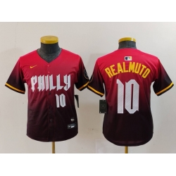 Youth Philadelphia Phillies 10 J T  Realmuto Red 2024 City Connect Limited Stitched Baseball Jersey 3