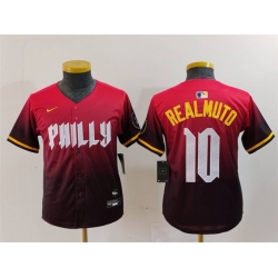 Youth Philadelphia Phillies 10 J T  Realmuto Red 2024 City Connect Limited Stitched Baseball Jersey