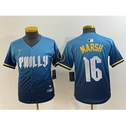 Youth Philadelphia Phillies 16 Brandon Marsh Blue 2024 City Connect Limited Stitched Baseball Jersey