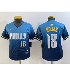 Youth Philadelphia Phillies 18 Johan Rojas Blue 2024 City Connect Limited Stitched jerseys 1