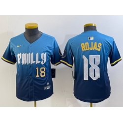 Youth Philadelphia Phillies 18 Johan Rojas Blue 2024 City Connect Limited Stitched jerseys 1