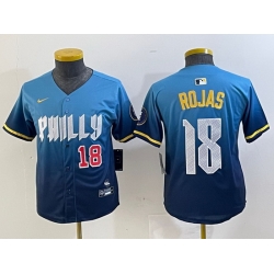 Youth Philadelphia Phillies 18 Johan Rojas Blue 2024 City Connect Limited Stitched jerseys 2
