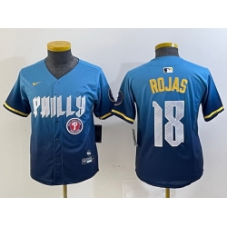 Youth Philadelphia Phillies 18 Johan Rojas Blue 2024 City Connect Limited Stitched jerseys 3