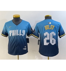 Youth Philadelphia Phillies 26 Chase Utley Blue 2024 City Connect Limited Stitched Baseball Jersey