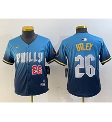 Youth Philadelphia Phillies 26 Chase Utley Blue 2024 City Connect Limited Stitched
