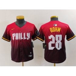 Youth Philadelphia Phillies 28 Alec Bohm Red 2024 City Connect Limited Stitched Baseball Jersey