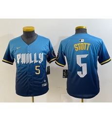 Youth Philadelphia Phillies 5 Bryson Stott Blue 2024 City Connect Limited Stitched Jersey