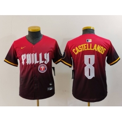 Youth Philadelphia Phillies 8 Nick Castellanos Red 2024 City Connect Limited Stitched Baseball Jersey 6