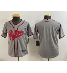 Youth Philadelphia Phillies Blank Gray 2026 Field of Dreams Stadium Stitched Baseball Jersey
