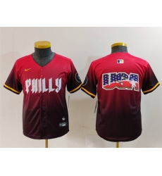 Youth Philadelphia Phillies Team Big Logo Red 2024 City Connect Limited Stitched Baseball Jersey