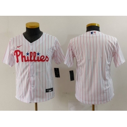 Youth Philadelphia Phillies Team  White Cool Base Stitched Baseball Jersey