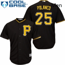 Mens Majestic Pittsburgh Pirates 25 Gregory Polanco Replica Black Alternate Cool Base MLB Jersey