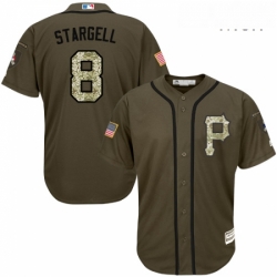 Mens Majestic Pittsburgh Pirates 8 Willie Stargell Authentic Green Salute to Service MLB Jersey