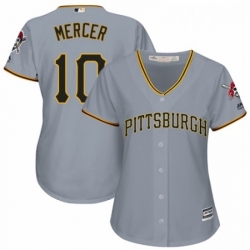 Womens Majestic Pittsburgh Pirates 10 Jordy Mercer Authentic Grey Road Cool Base MLB Jersey 