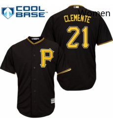 Womens Majestic Pittsburgh Pirates 21 Roberto Clemente Replica Black Alternate Cool Base MLB Jersey