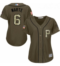 Womens Majestic Pittsburgh Pirates 6 Starling Marte Authentic Green Salute to Service MLB Jersey