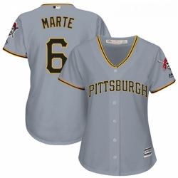 Womens Majestic Pittsburgh Pirates 6 Starling Marte Replica Grey Road Cool Base MLB Jersey