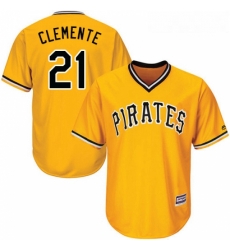 Youth Majestic Pittsburgh Pirates 21 Roberto Clemente Replica Gold Alternate Cool Base MLB Jersey