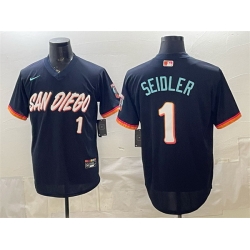 Men San Diego Padres  1 Peter Seidler Obsidian 2026 City Connect Stadium Stitched Baseball Jersey