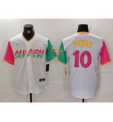 Men San Diego Padres 10 Jurickson Profar White City Connect Cool Base Stitched Baseball Jersey