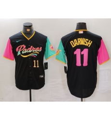 Men San Diego Padres 11 Yu Darvish Black City Connect Cool Base Stitched Baseball Jersey 3