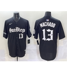 Men San Diego Padres 13 Manny Machado Black Lights Out Limited Stitched Baseball Jersey