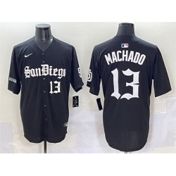 Men San Diego Padres 13 Manny Machado Black Lights Out Limited Stitched Baseball Jersey