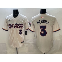 Men San Diego Padres  3 Jackson Merrill Cream 2026 City Connect Stadium Stitched Baseball Jersey