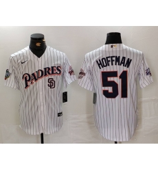 Men San Diego Padres 51 Trevor Hoffman White 1998 World Series Cool Base Stitched Baseball Jersey 1