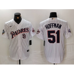 Men San Diego Padres 51 Trevor Hoffman White 1998 World Series Cool Base Stitched Baseball Jersey 1