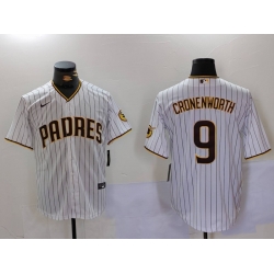 Men San Diego Padres 9 Jake Cronenworth White Cool Base Stitched Baseball Jersey 2