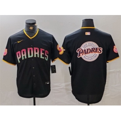 Men San Diego Padres Black Team Big Logo Cool Base Stitched Baseball JerseyS