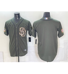 Men San Diego Padres Blank Olive Camo Cool Base Stitched Baseball Jersey